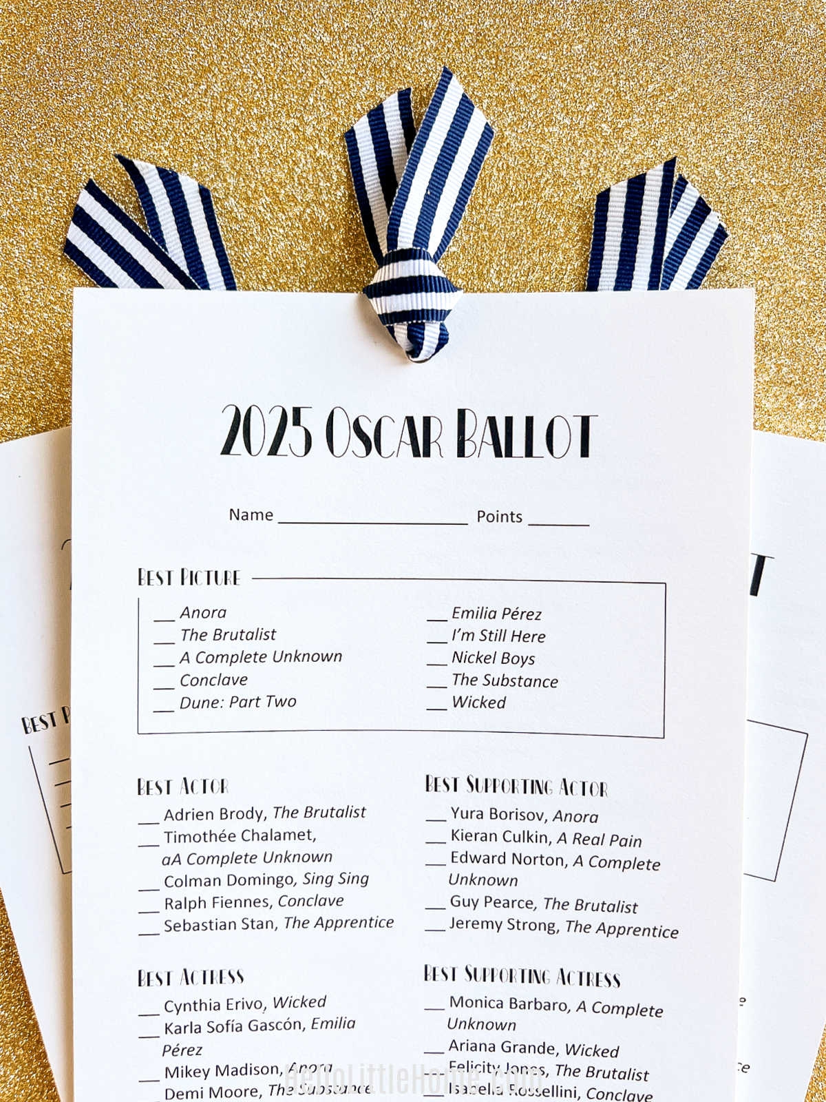 2025 Oscar Ballot Free Printable Hello Little Home