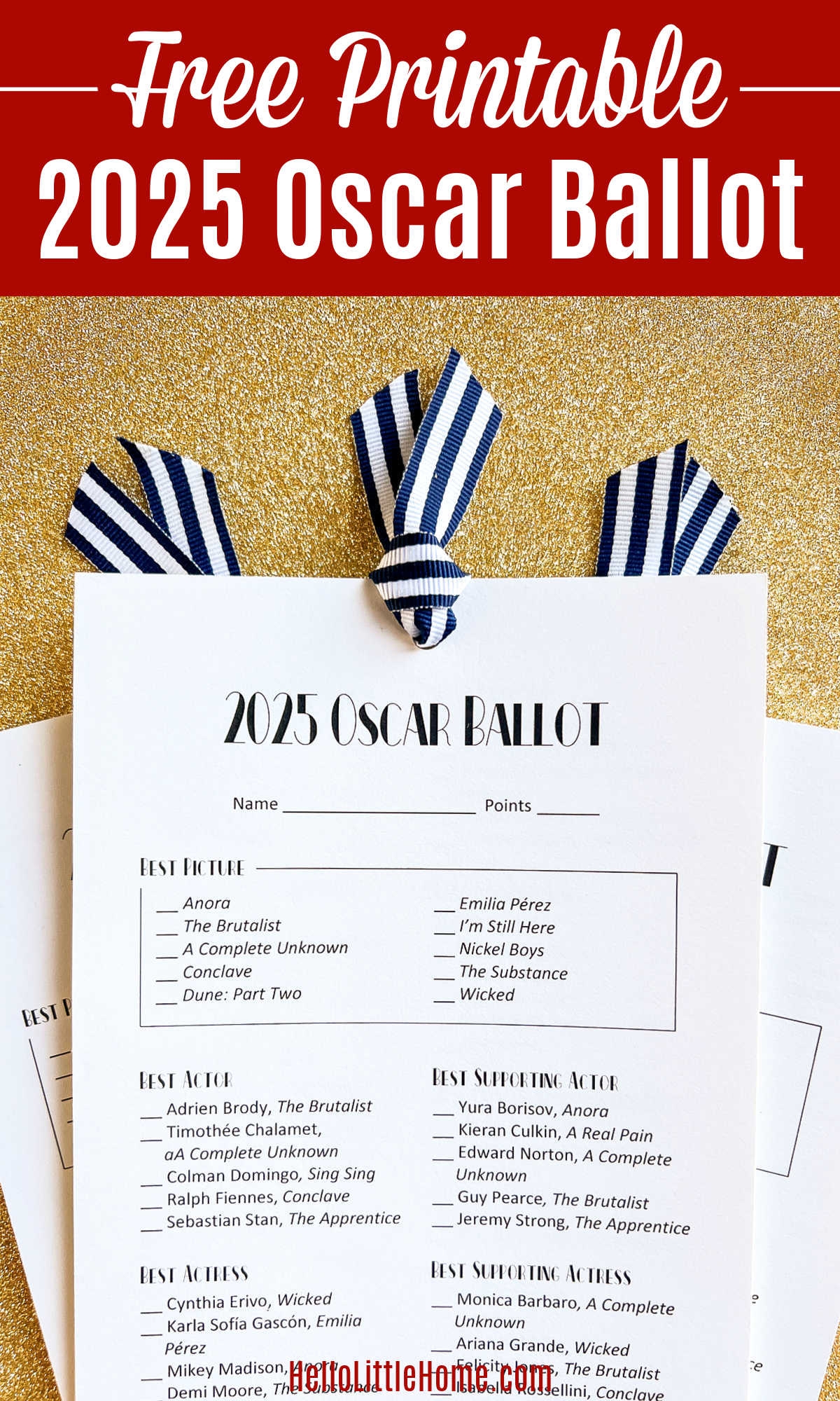 printable oscar ballot 2025