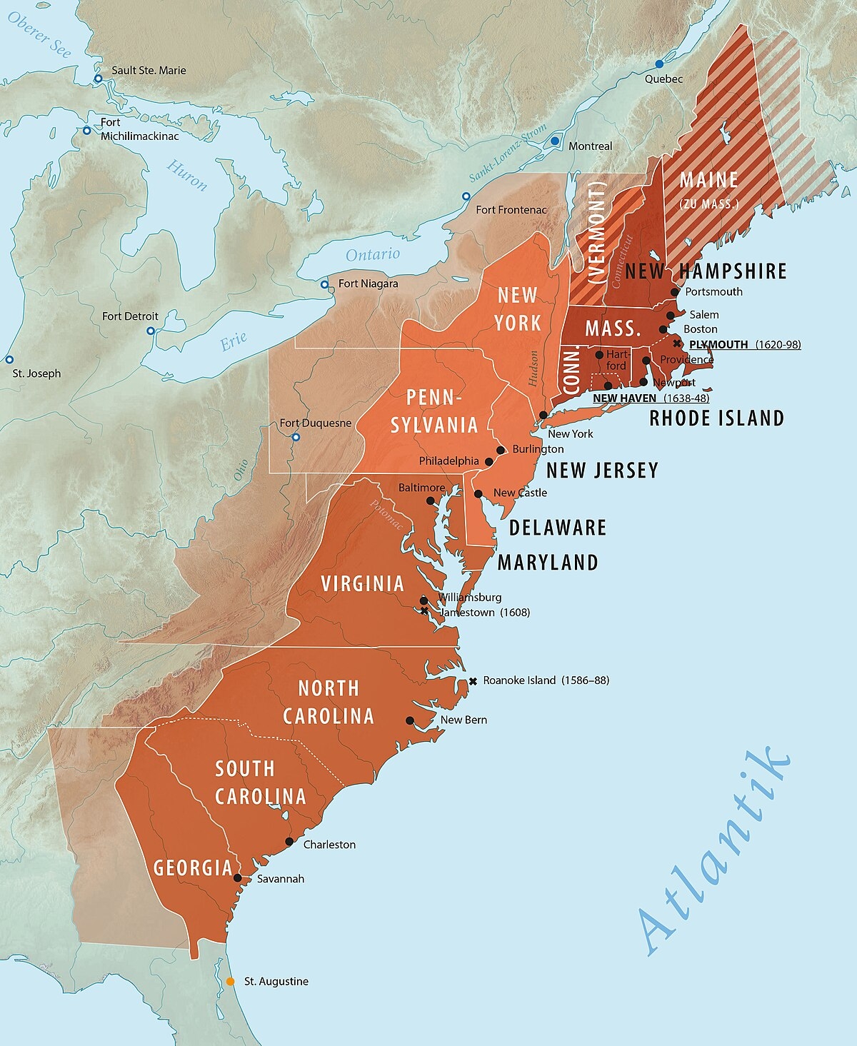 printable 13 colonies map