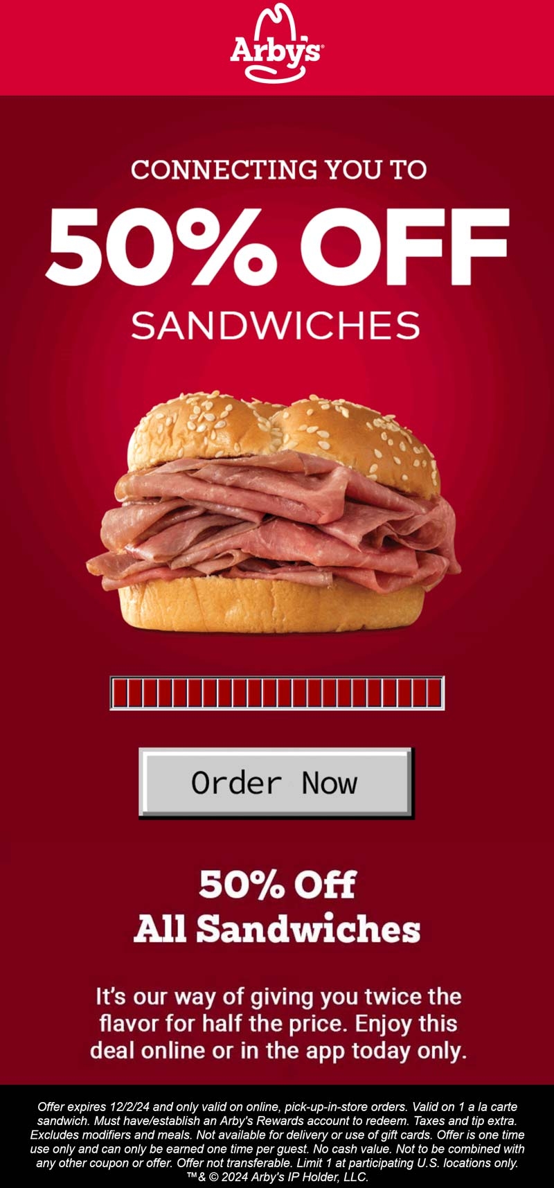 50 Off All Sandwiches Today At Arbys Restaurants arbys The Coupons App 50 Off All Sandwiches Today At Arbys Restaurants arbys The Coupons App