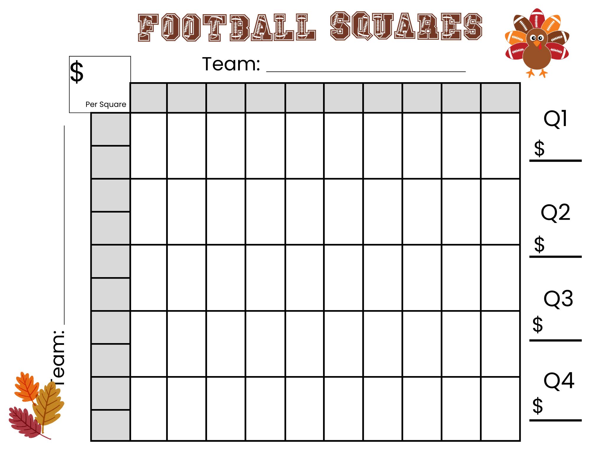 free printable football squares pdf
