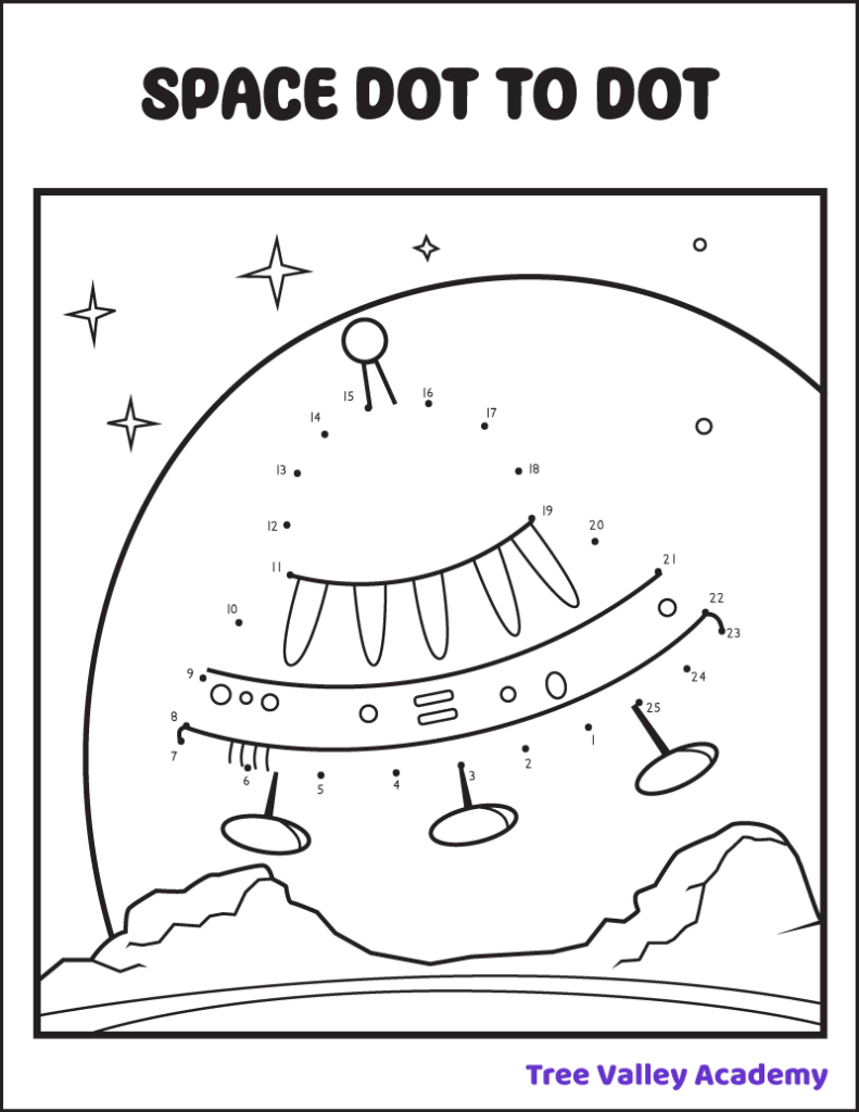 8 Space Dot To Dot Coloring Pages Tree Valley Academy