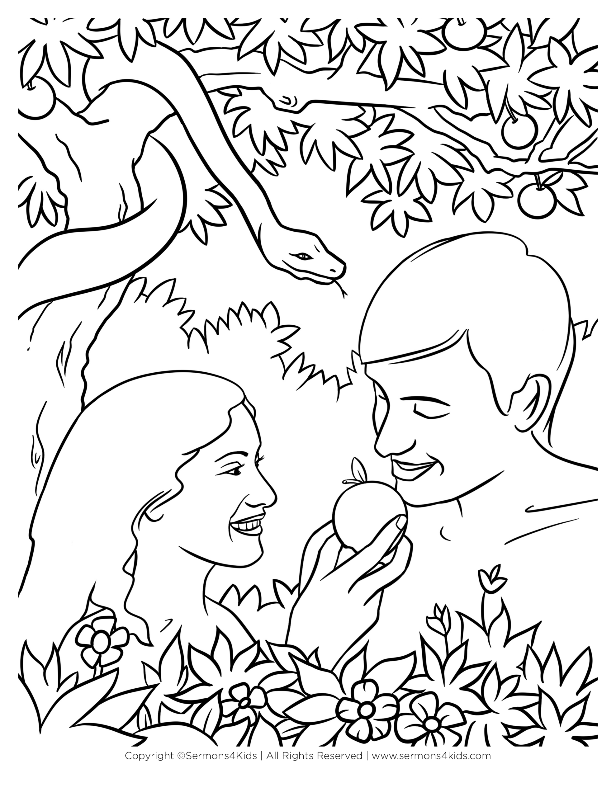 free printable garden of eden coloring page