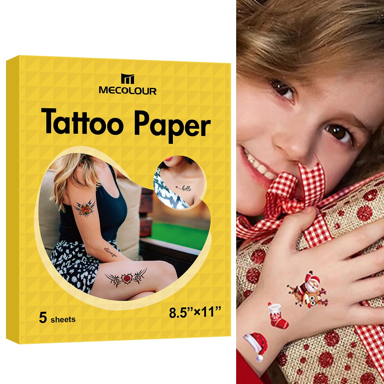 Amazon MECOLOUR Printable Temporary Tattoo Paper 8 5 X11 5 Sets For Inkjet Printer DIY Image Transfer Decal Paper For Skin For Halloween Celebrate Festivals Parties Birthday Bashes New Year Beauty Personal Care