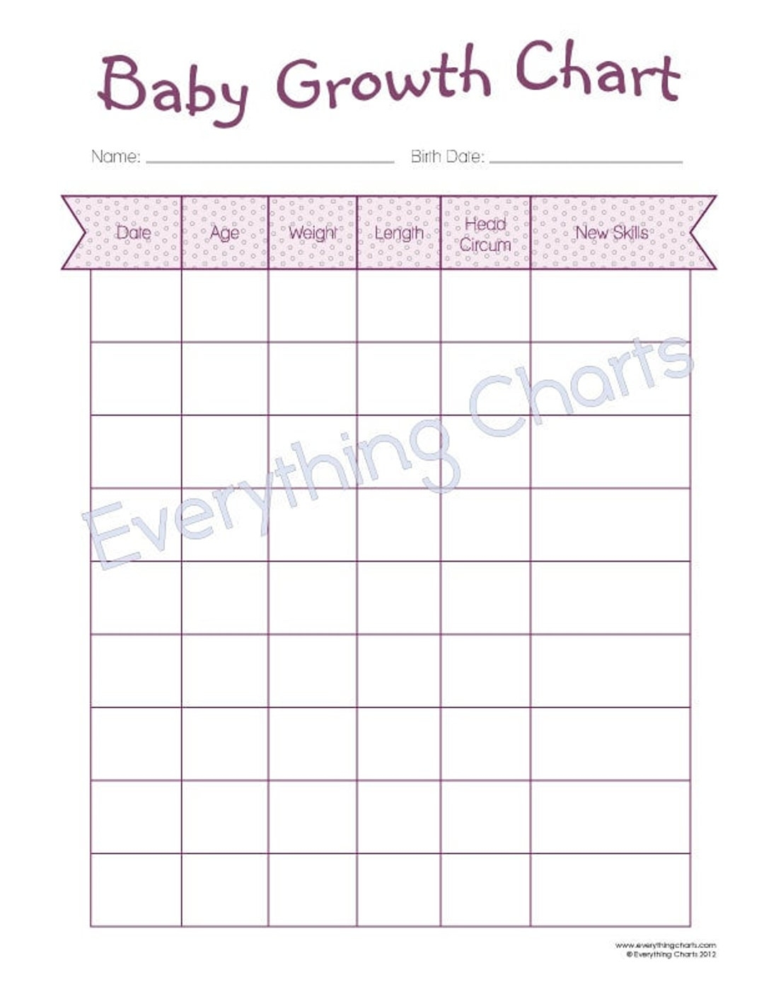 Baby Growth Chart PDF File printable Etsy Baby Growth Chart PDF File printable Etsy