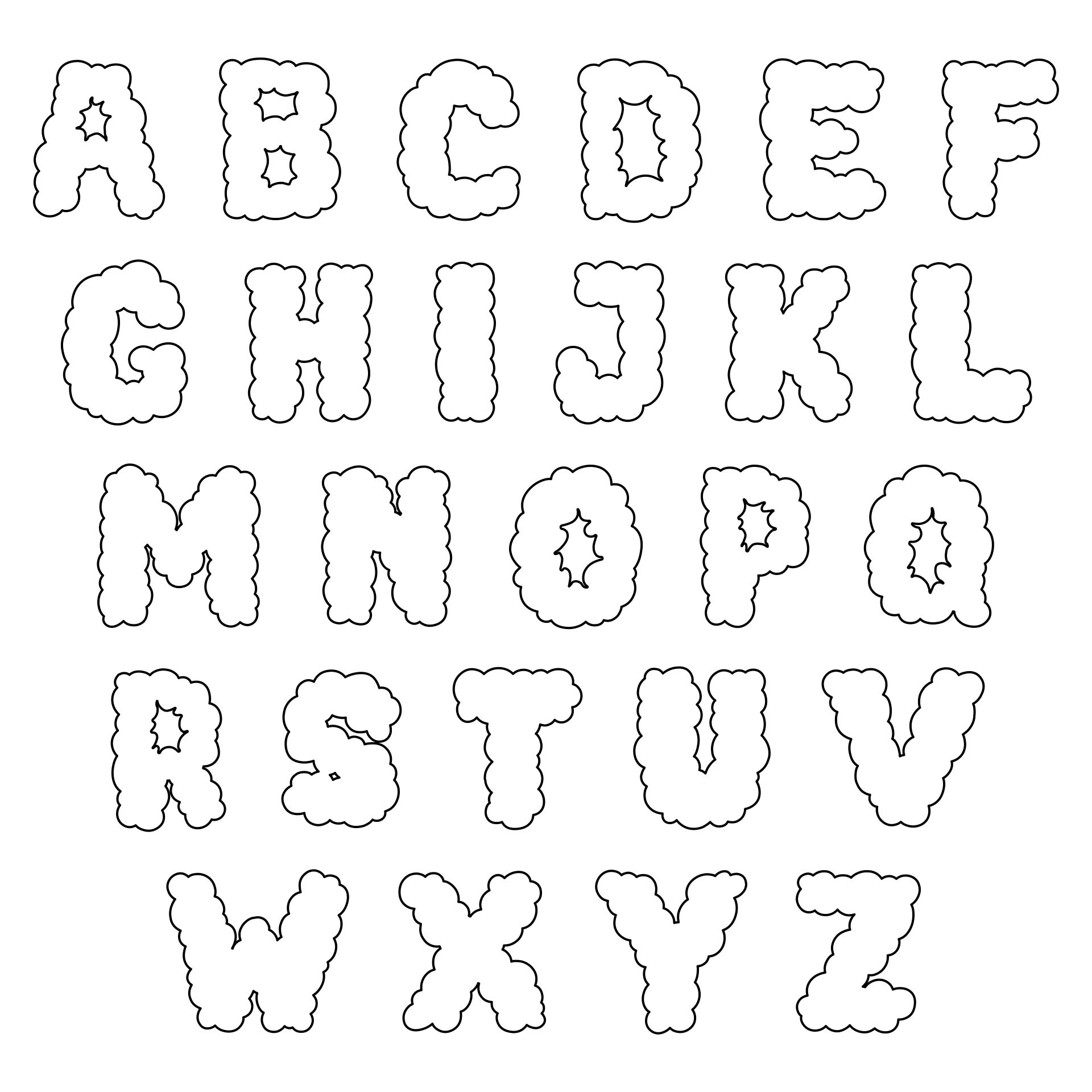 printable bubble letters alphabet