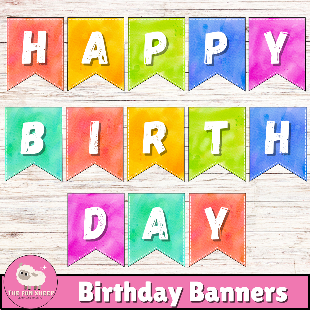 Birthday Banners DIY Printable Happy Birthday Party Garland Decor SET OF 2 Made By Teachers Birthday Banners DIY Printable Happy Birthday Party Garland Decor SET OF 2 Made By Teachers