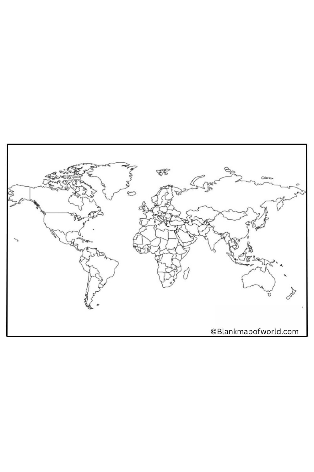 Blank World Map Free Printable Unlabeled World Map