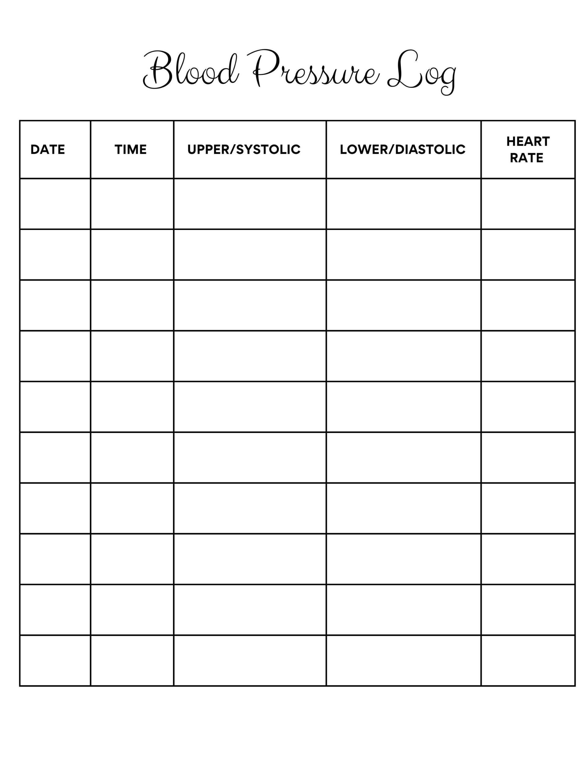 Blood Pressure Log Etsy Blood Pressure Log Etsy