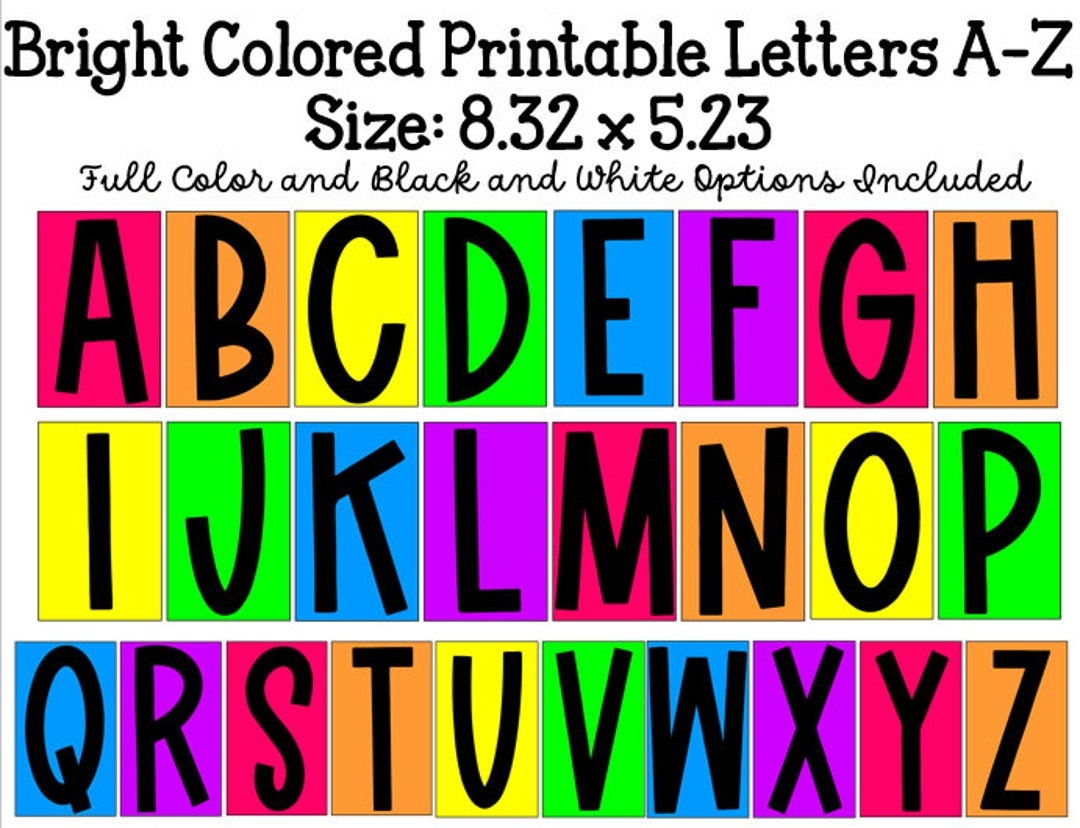 Bright Colored Printable Letters A Z Etsy Hong Kong