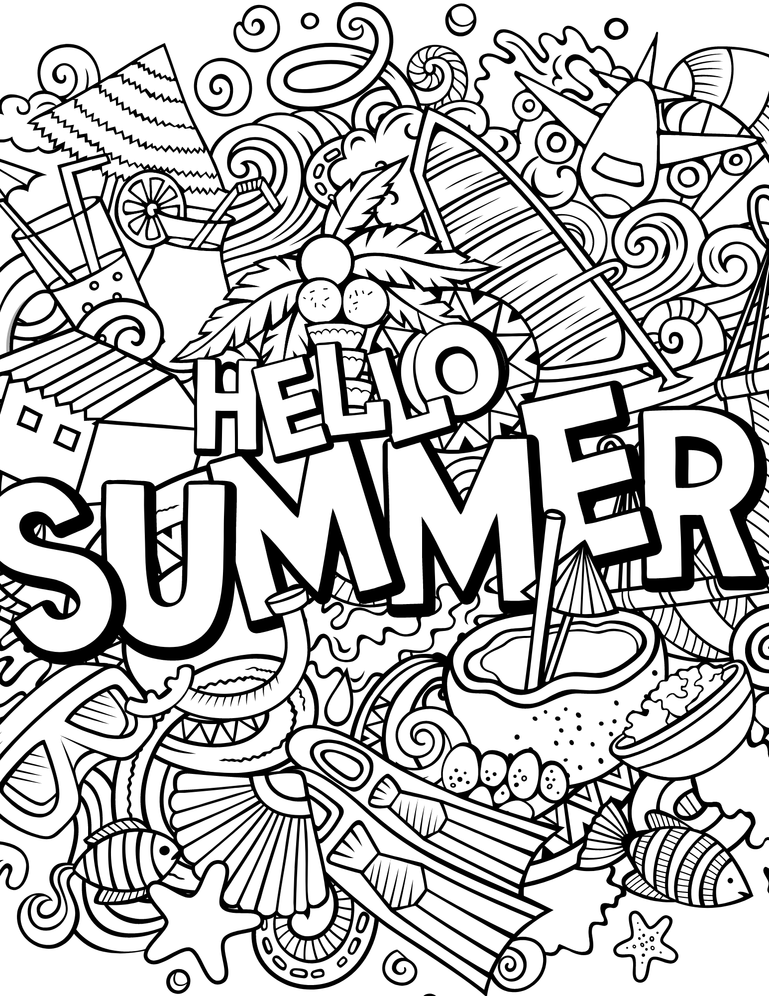 summer printable coloring pages