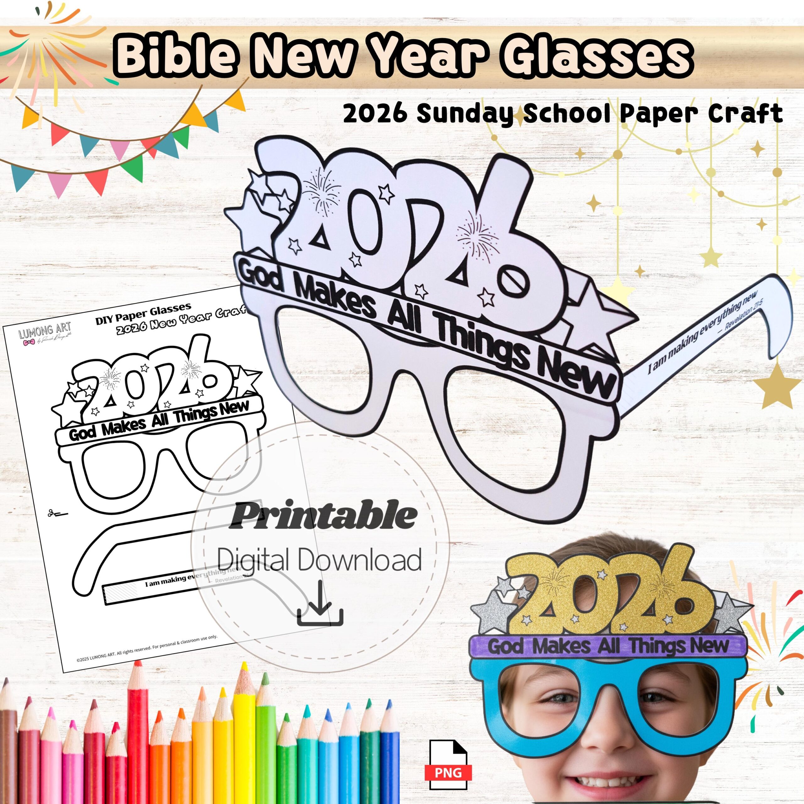 Christian 2026 New Year Glasses Printable Craft Bible Coloring Cut Make Sunday School Lesson Activity Revelation 21 5 Etsy Christian 2026 New Year Glasses Printable Craft Bible Coloring Cut Make Sunday School Lesson Activity Revelation 21 5 Etsy