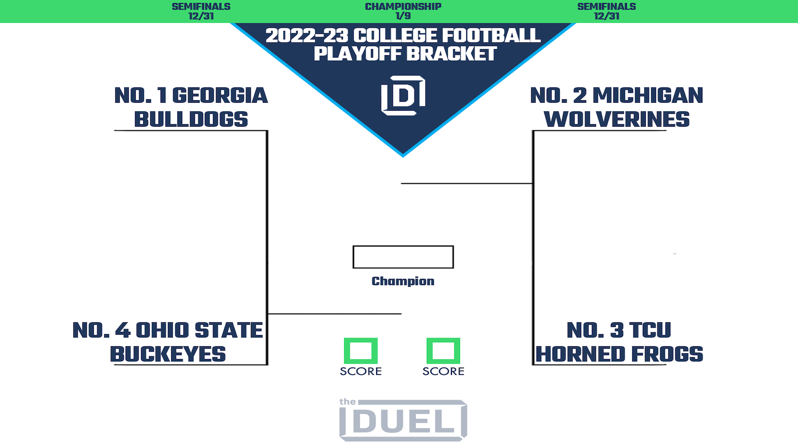 College Football Playoff 2022 23 Printable Bracket Ahead Of Semifinal Round FanDuel Research College Football Playoff 2022 23 Printable Bracket Ahead Of Semifinal Round FanDuel Research