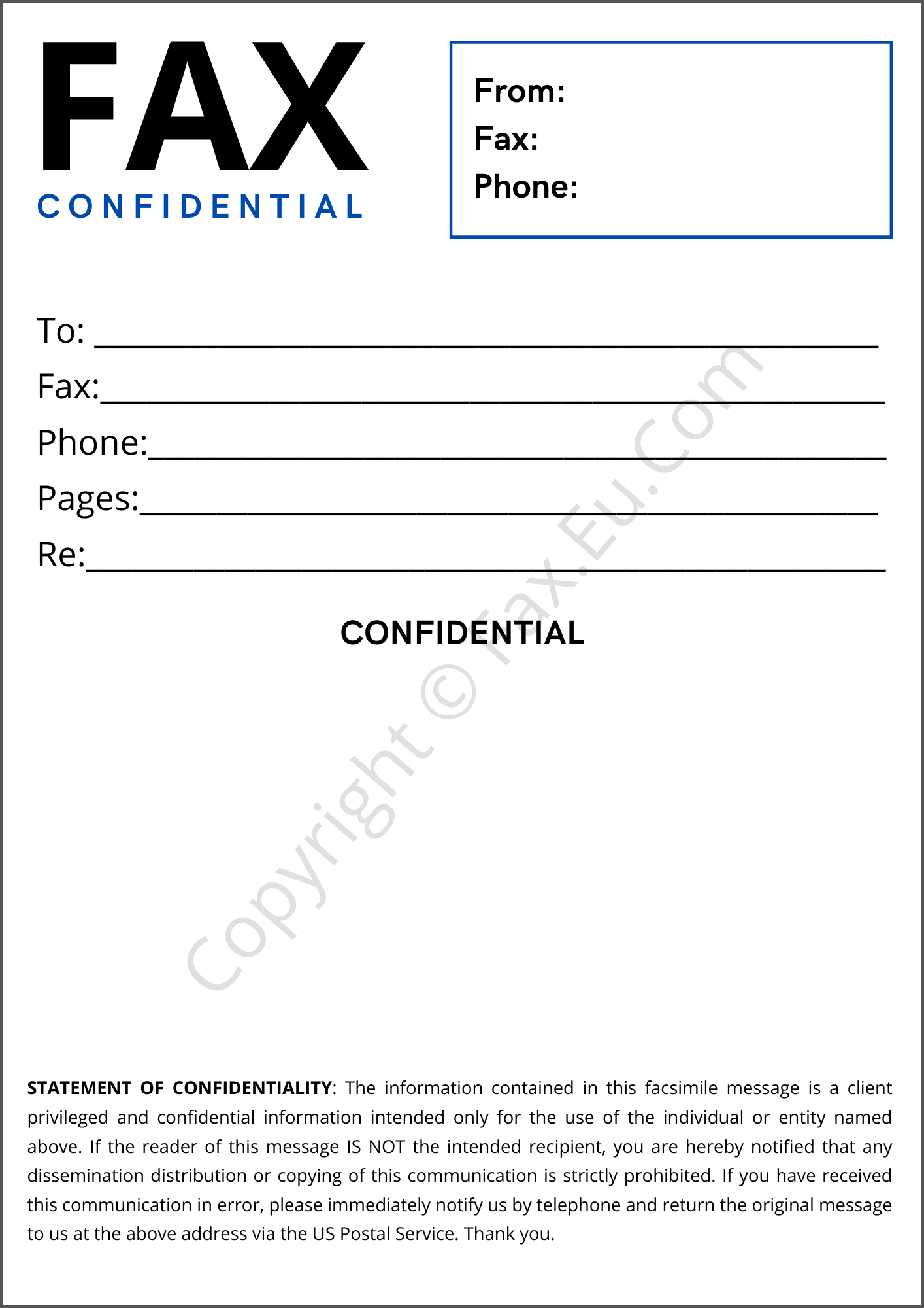 fax cover sheet printable