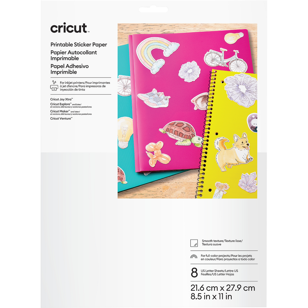 Cricut Printable Sticker Paper White 8Ct Box