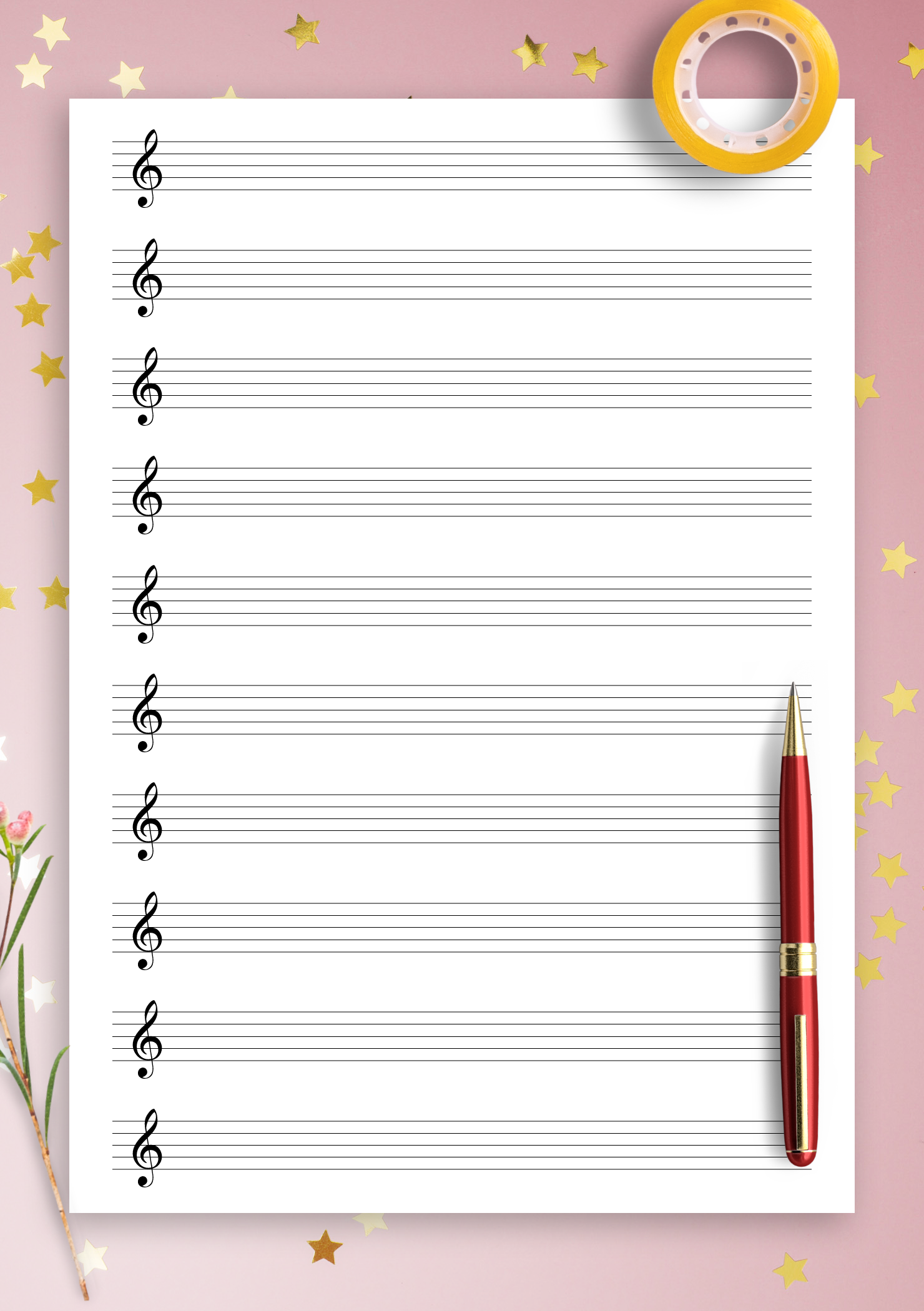 Download Treble Clef Staff Paper Printable Blank Music Sheet Template Download Treble Clef Staff Paper Printable Blank Music Sheet Template