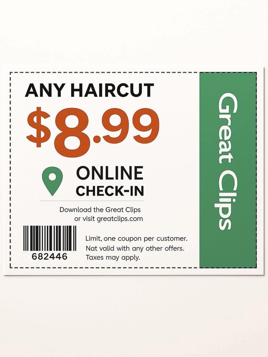 FLASH DEAL ALERT Https t co oYZv0tcCgG Great Clips Haircut Only 7 99 8 99 10 99 Printable Print Save Style Savings PrintCoupons
