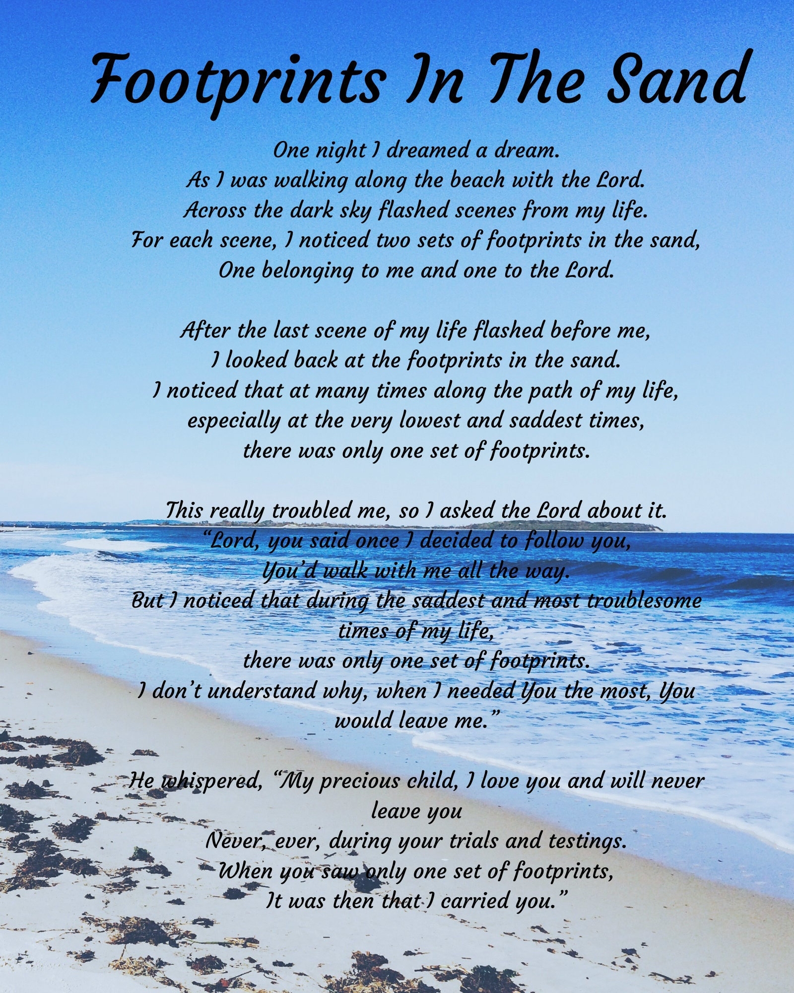 Footprints Poem Printable Free Etsy