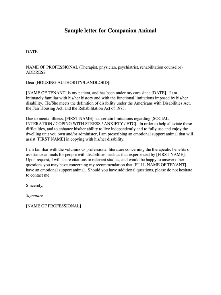Form Pdf Paperwork For Emotional Support Dog Free Emotional Support Animal Letter Pdf Fill Out Sign
