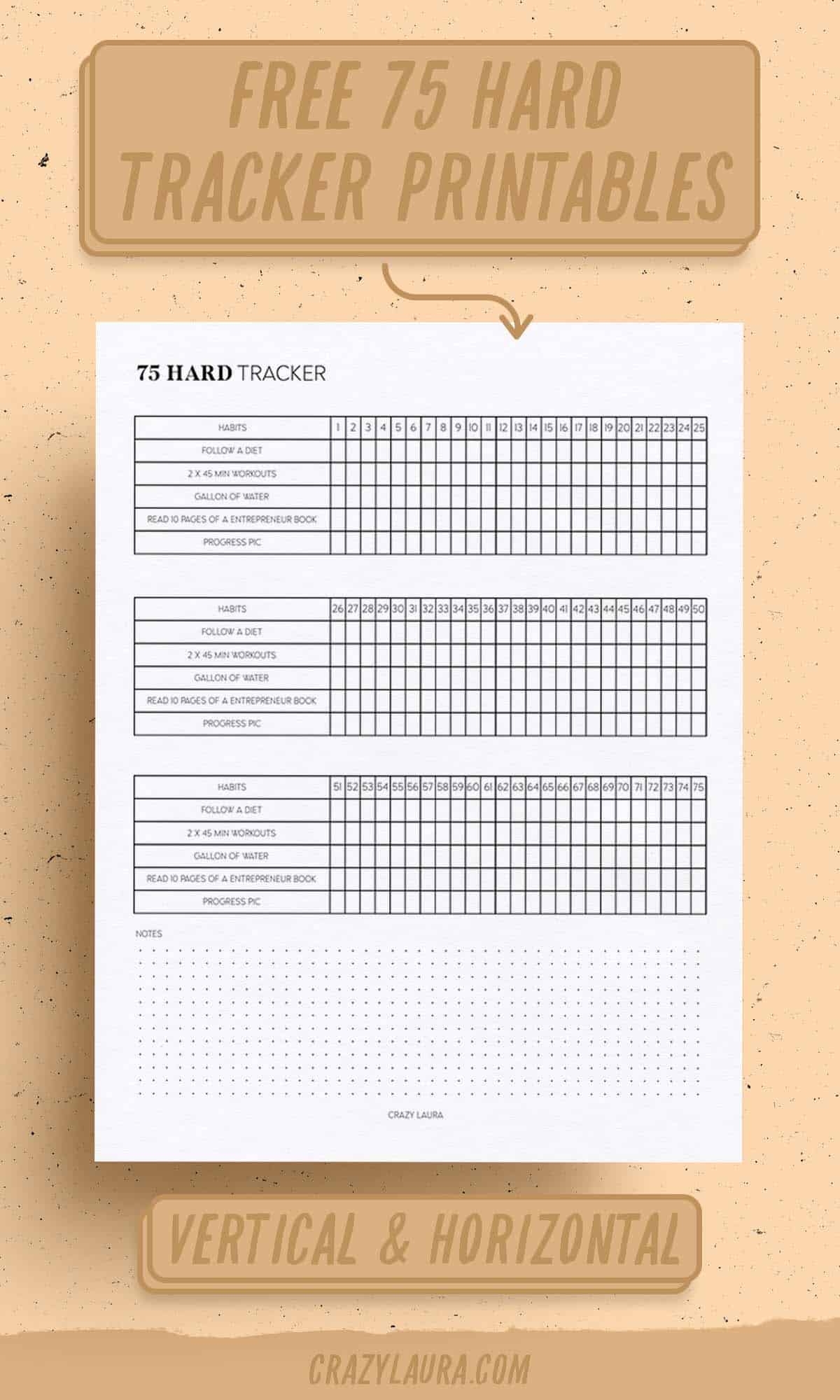 Free 75 Hard Tracker Printable With Two Versions For 2026