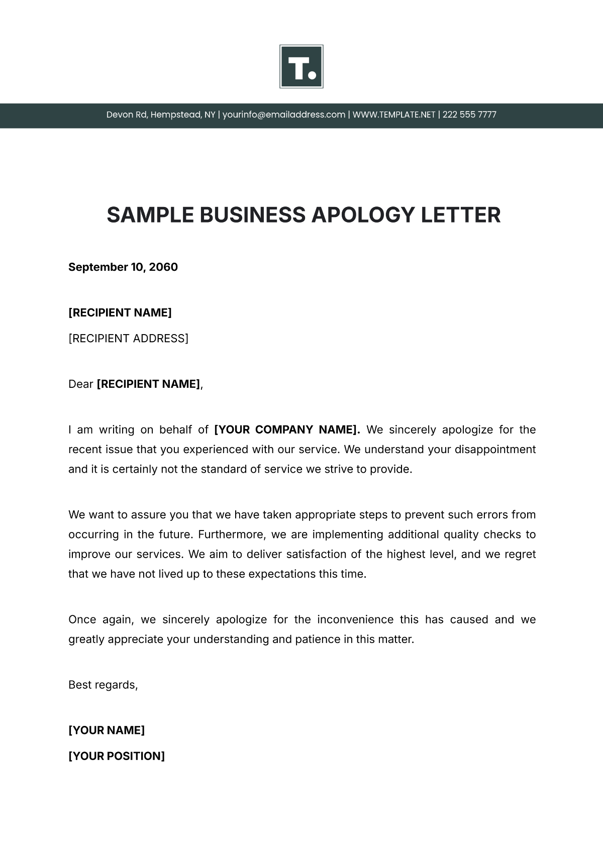 Free Apology Letter Templates Editable And Printable