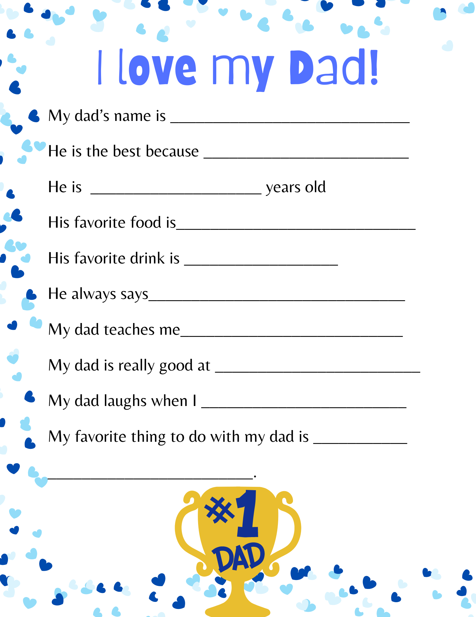 all about my dad printable
