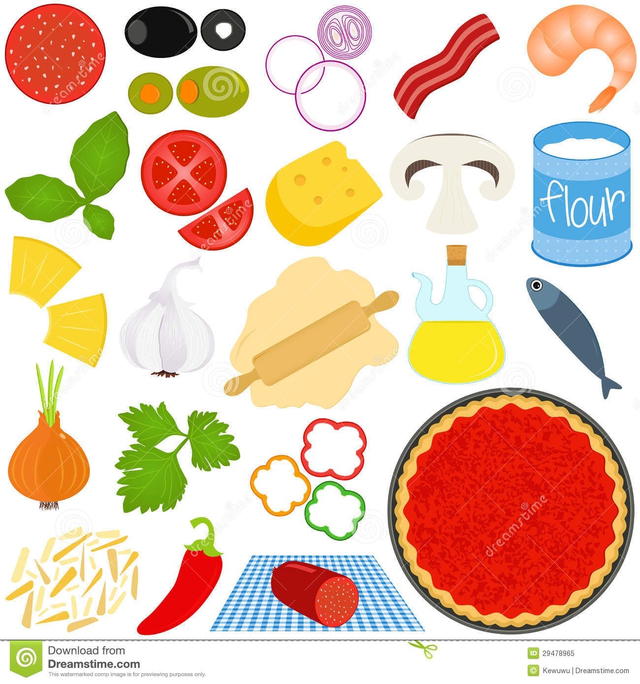 printable pizza toppings clipart realistic