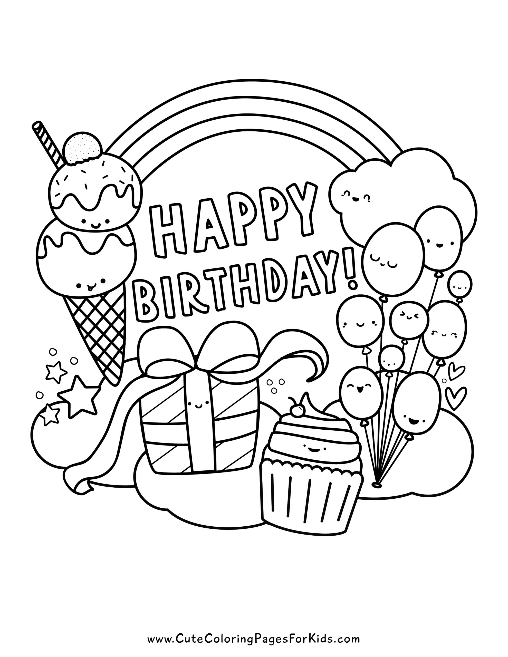 printable happy birthday coloring pages printable happy birthday coloring pages