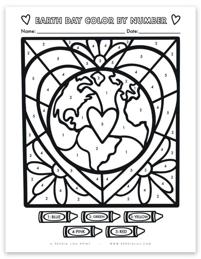 Free Printable Earth Day Color By Number Sheet Free Printable Earth Day Color By Number Sheet
