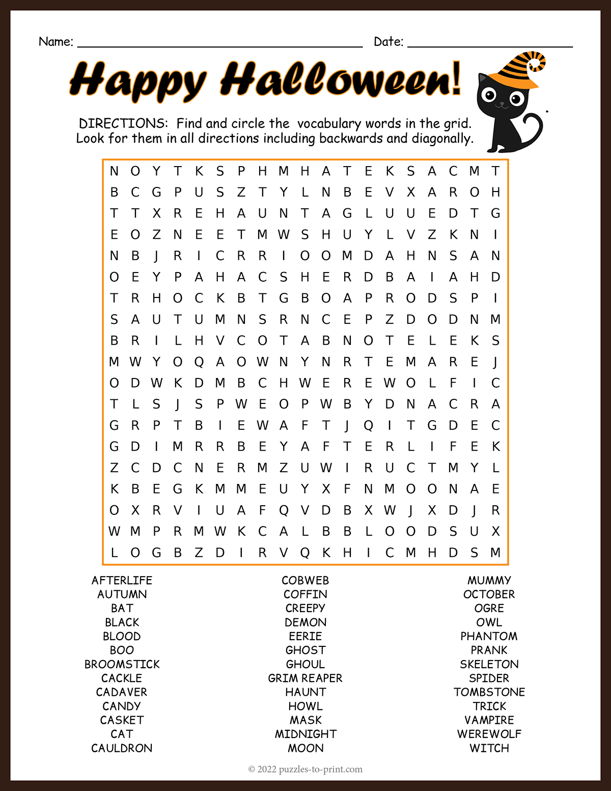 Free Printable Halloween Word Search Free Printable Halloween Word Search