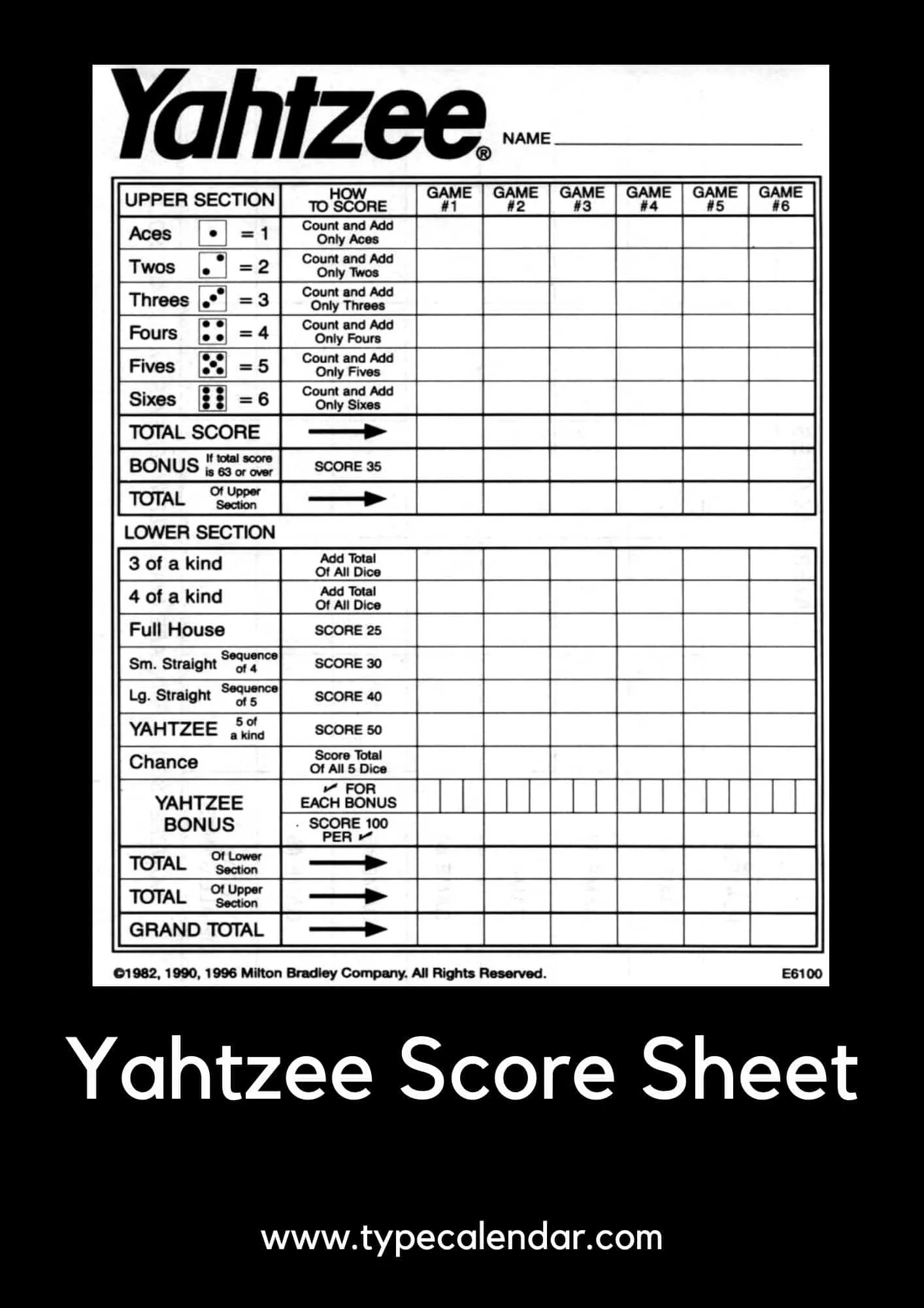 printable yahtzee score card printable yahtzee score card