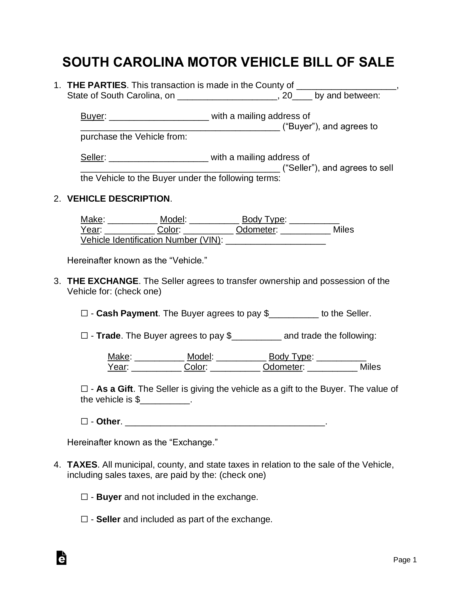 printable vehicle bill of sale