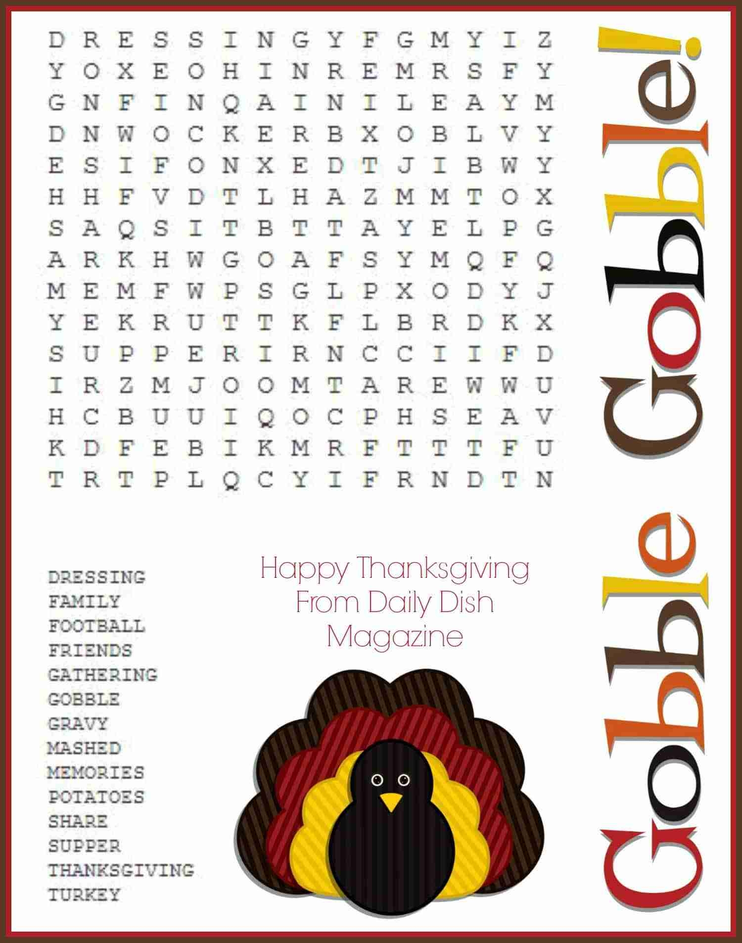 printable thanksgiving word find