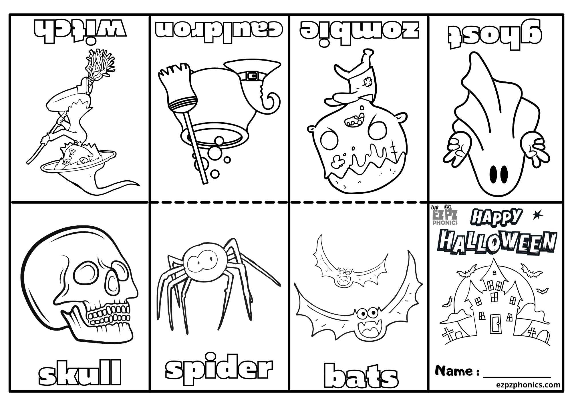 Halloween Mini Coloring Book Free Printable PDF Download Number 1 Ezpzlearn