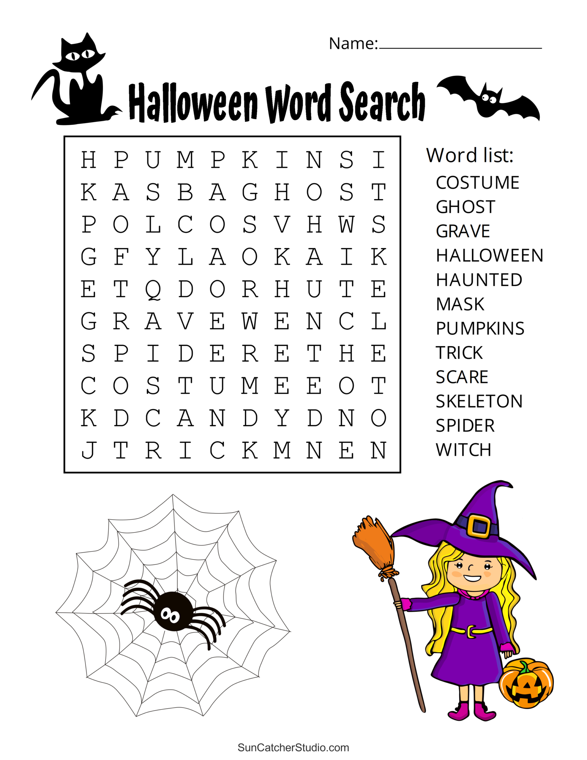 Halloween Word Search Free Printable Puzzles Free Printables Lettering SVG Files Tools Apps