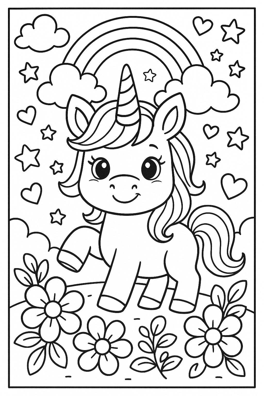 Magical Unicorn Coloring Page Rainbow Activity For Kids instant Download Etsy Israel