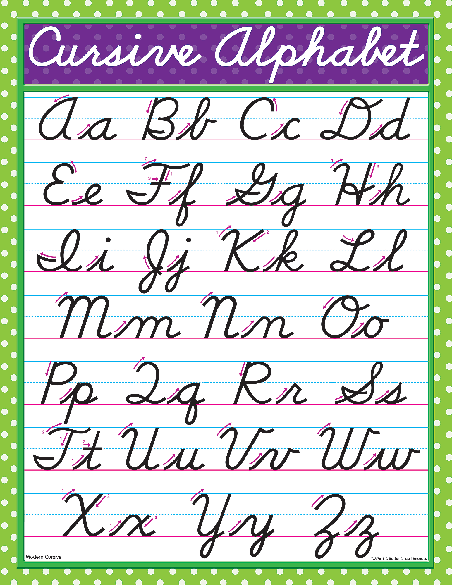 Modern Cursive Chart TCR7641 Teacher Created Resources Modern Cursive Chart TCR7641 Teacher Created Resources