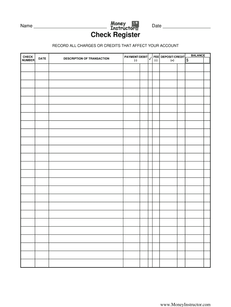 Money Instructor Check Register Fill Out Sign Share Online PdfFiller Money Instructor Check Register Fill Out Sign Share Online PdfFiller