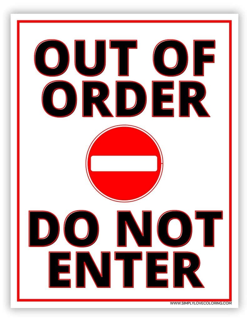 out of order sign printable out of order sign printable