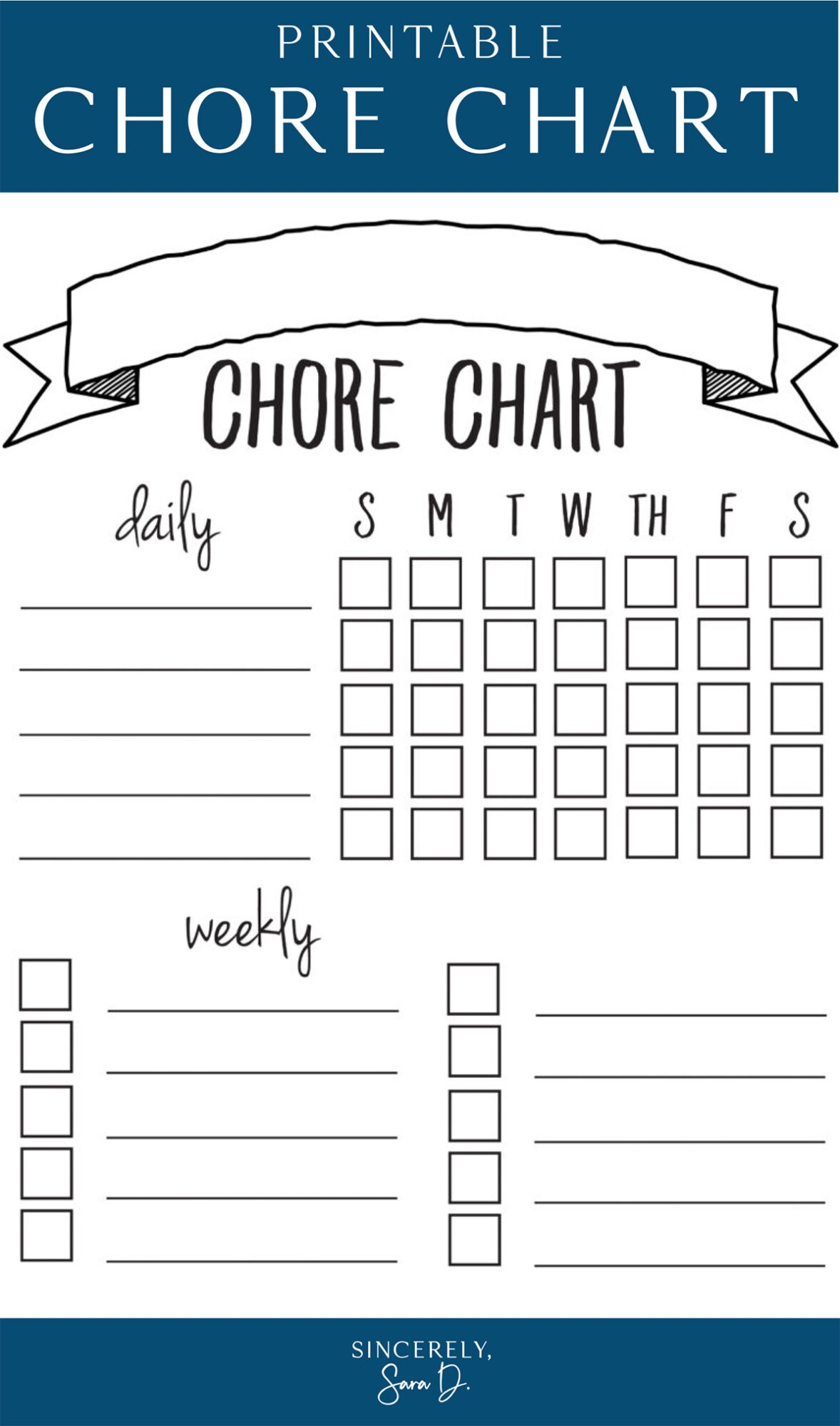 childrens chore chart printable