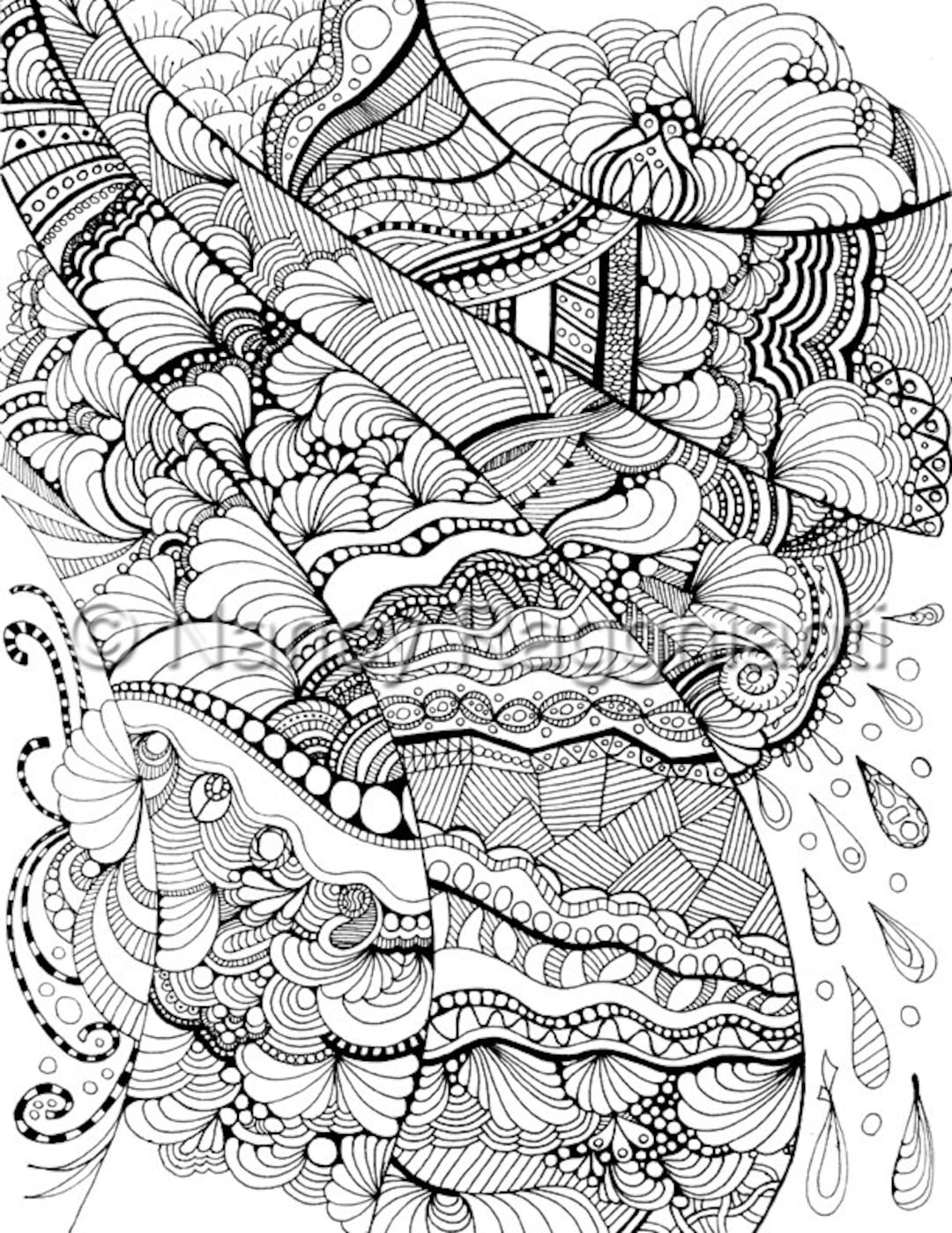 Printable Coloring Page Digital Download Full Page Freeform Doodles Etsy