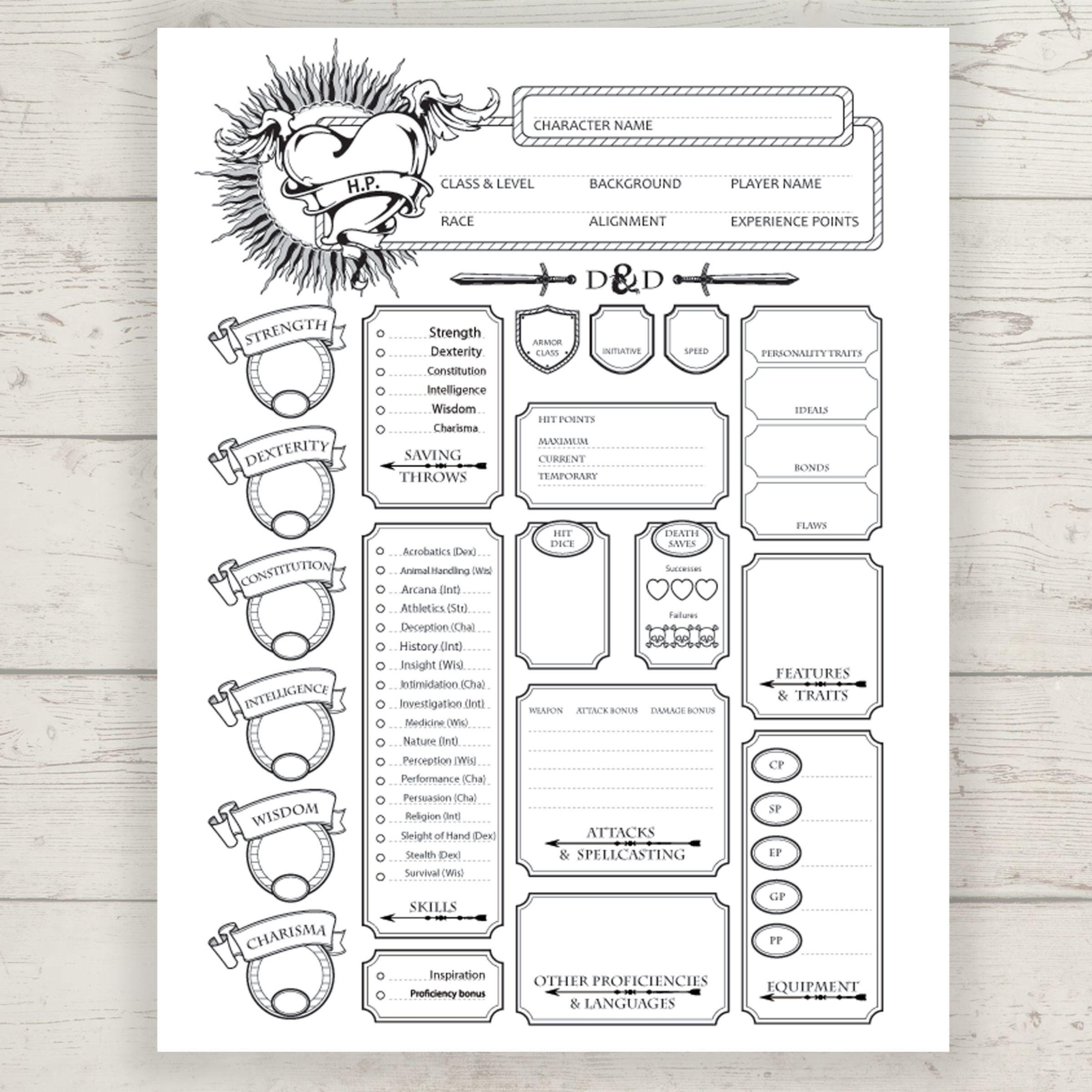 printable dnd character sheet printable dnd character sheet