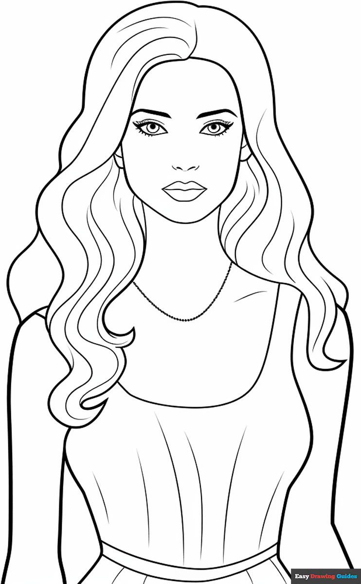 Printable Easy Barbie Coloring Pages Pretty Barbie Coloring Page Easy Drawing Guides