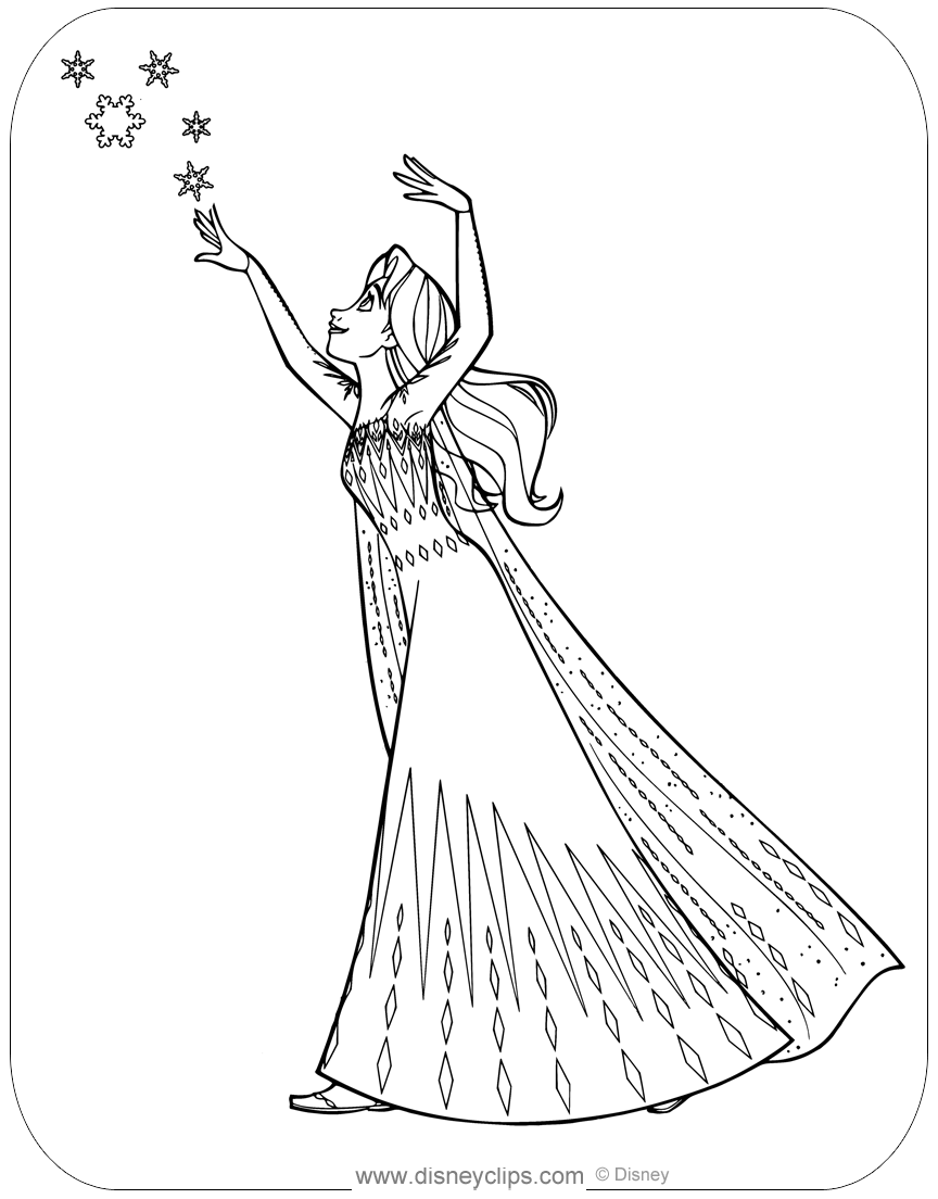 elsa printable colouring pages