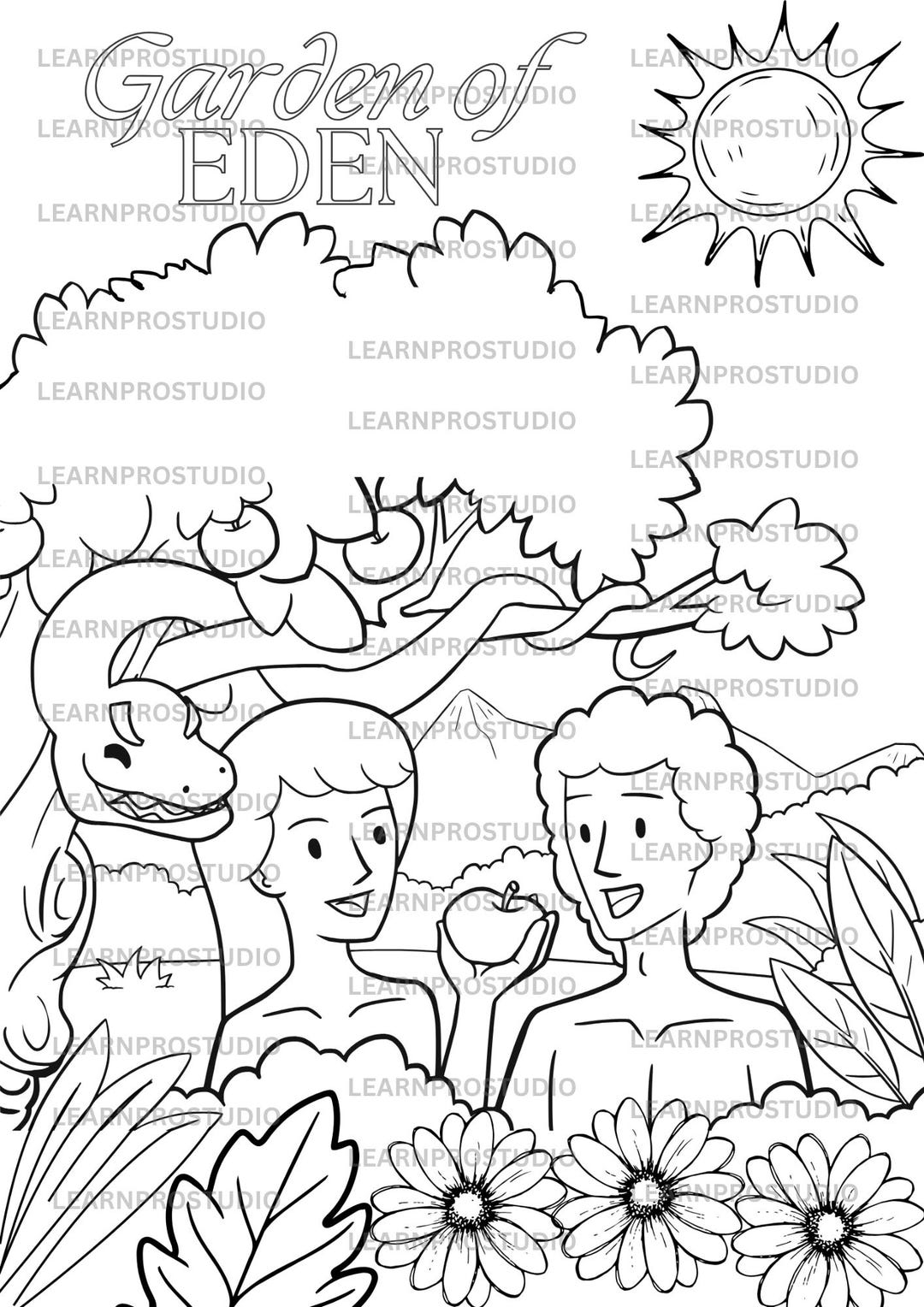 Printable Garden Of Eden Catholic Coloring Page Etsy