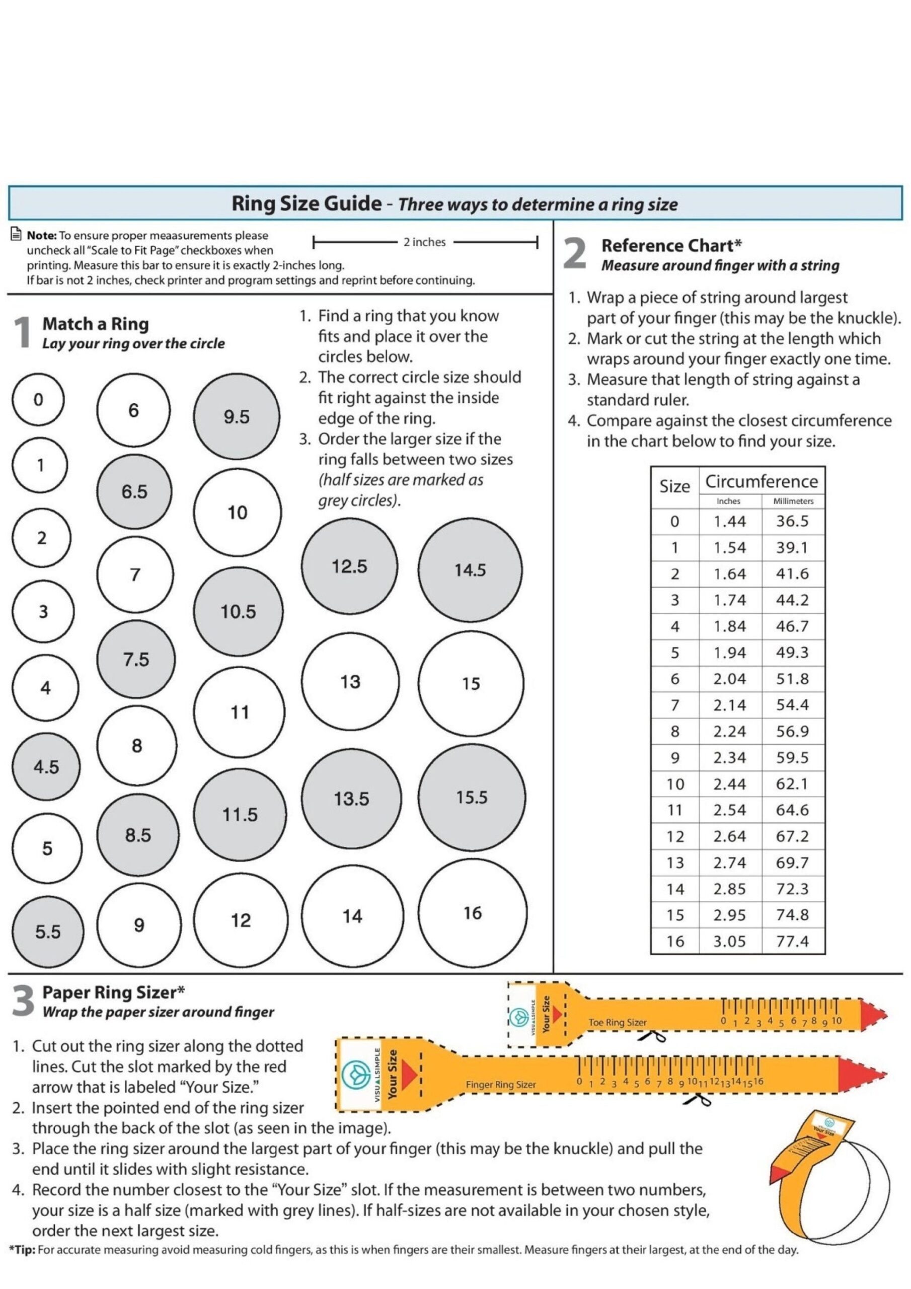 Printable Ring Size Chart International Conversion Guide instant Download Etsy