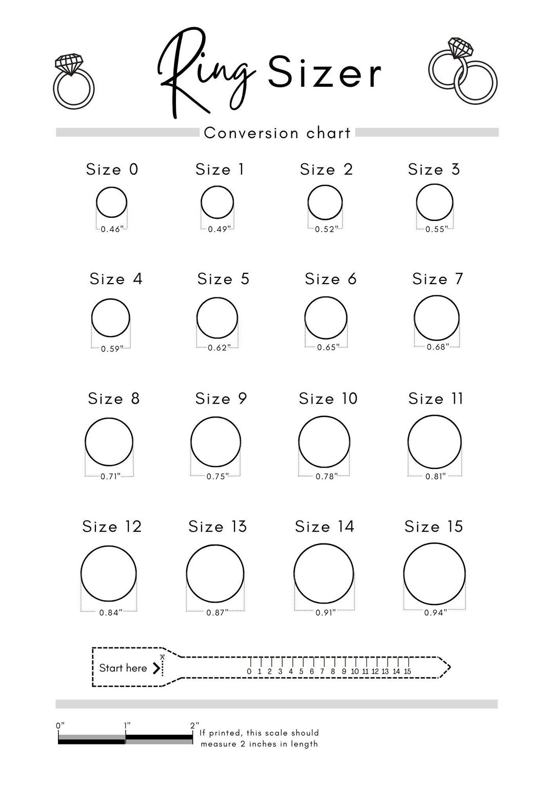Printable Ring Sizer US UK EU Sizes instant Download Etsy Norway