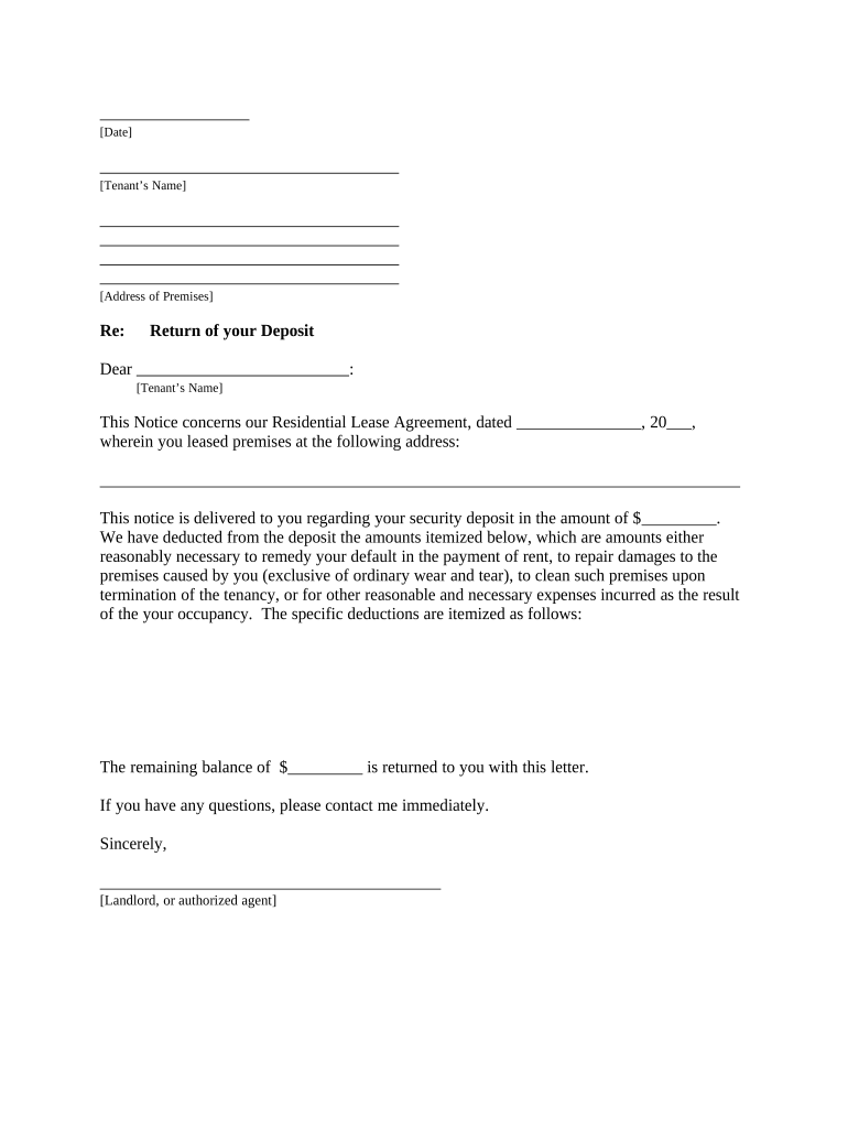 printable security deposit itemization form texas