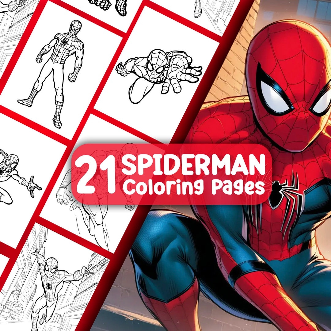 Spiderman Coloring Pages Printable Spiderman Super Heroes Coloring Pages Etsy