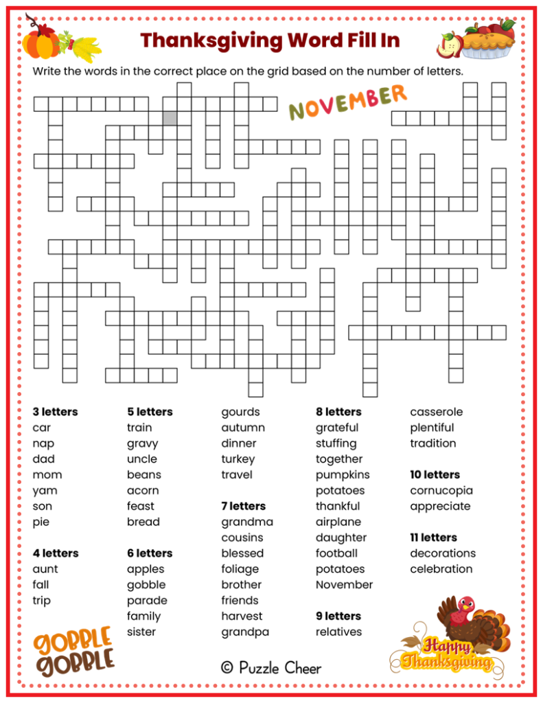 thanksgiving printable word puzzles